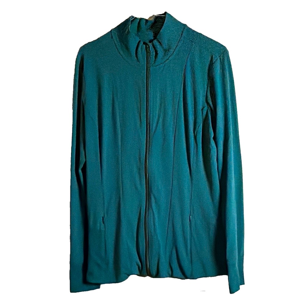 Athleta Women's Teal Knit Full Zip Track Jacket Long Sleeve Size L